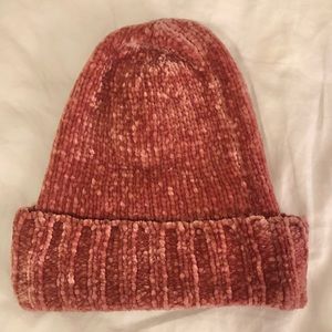 Pink Velvet Knit Beanie